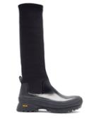 Matchesfashion.com Jil Sander - Leather And Scuba-jersey Boots - Womens - Black