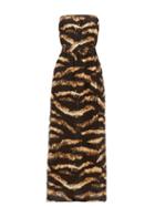 Matchesfashion.com Raey - Bleached Tiger Print Strapless Silk Midi Dress - Womens - Black Print
