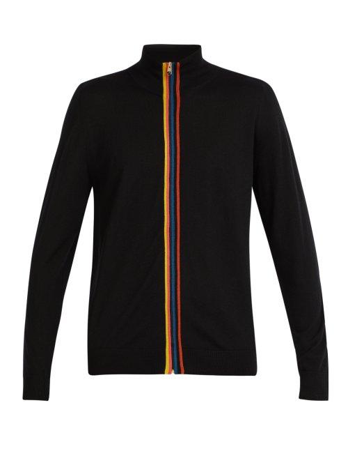 Matchesfashion.com Paul Smith - Artist Stripe Zip Through Wool Sweater - Mens - Black Multi
