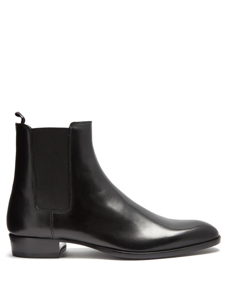 Saint Laurent Wyatt Leather Chelsea Boots