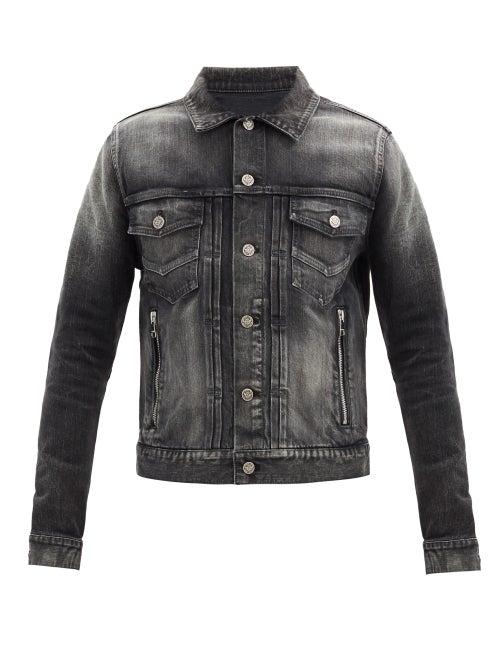 Matchesfashion.com Balmain - Faded Denim Jacket - Mens - Black