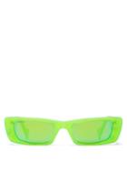 Matchesfashion.com Gucci - Rectangle Frame Pearlescent Acetate Sunglasses - Womens - Green