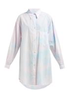 Matchesfashion.com Mm6 Maison Margiela - Tie Dye Oversized Cotton Shirtdress - Womens - White Multi