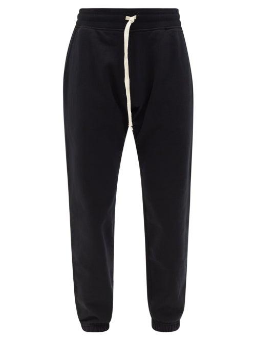 Mens Activewear Reigning Champ - Drawstring-waist Cotton-jersey Track Pants - Mens - Black