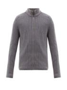 Matchesfashion.com Iris Von Arnim - Penley Zip Through Ribbed Cashmere Sweater - Mens - Grey