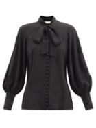 Matchesfashion.com Zimmermann - Pussybow Silk Blouse - Womens - Black