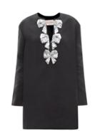 Valentino - Sequinned Wool-blend Crepe Mini Dress - Womens - Black Silver