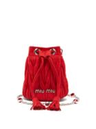 Matchesfashion.com Miu Miu - Matelass Micro Suede Bucket Bag - Womens - Red