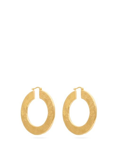Matchesfashion.com Jil Sander - Hammered Hoop Earrings - Womens - Gold