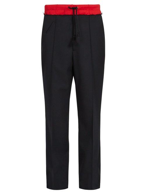 Matchesfashion.com Maison Margiela - Contrasting Waistband Wide Leg Trousers - Mens - Black