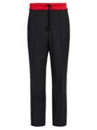 Matchesfashion.com Maison Margiela - Contrasting Waistband Wide Leg Trousers - Mens - Black