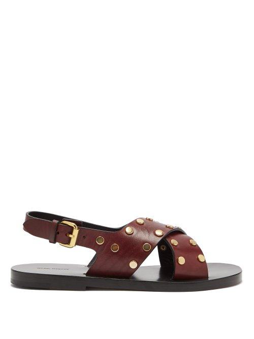 Matchesfashion.com Isabel Marant - Jane Stud Embellished Leather Sandals - Womens - Burgundy