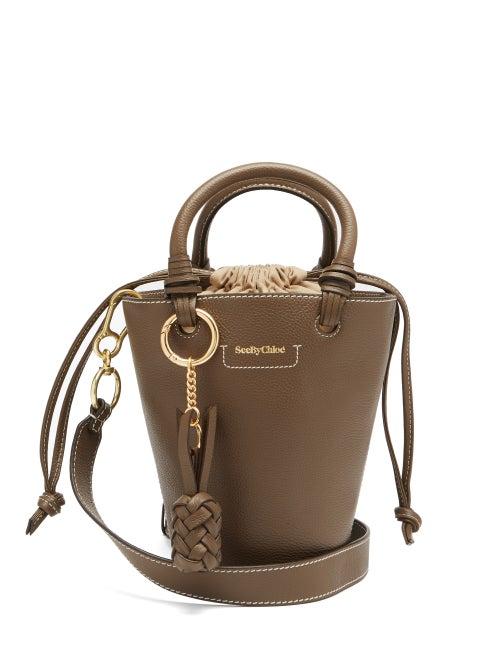 Matchesfashion.com See By Chlo - Cecilia Small Grained-leather Bucket Bag - Womens - Khaki