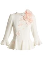 Andrew Gn Floral-appliqu Crepe Peplum Top