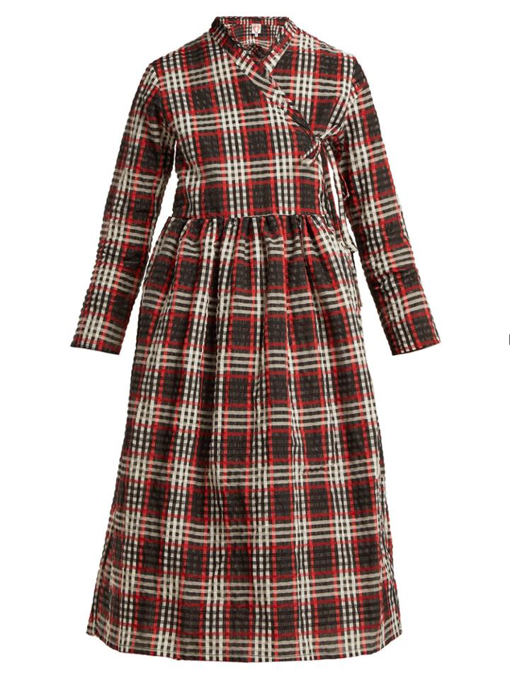 Shrimps Hermione Checked Seersucker Wrap Dress