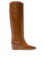 Matchesfashion.com Gabriela Hearst - Gustave Knee-high Wedge-heel Leather Boots - Womens - Tan