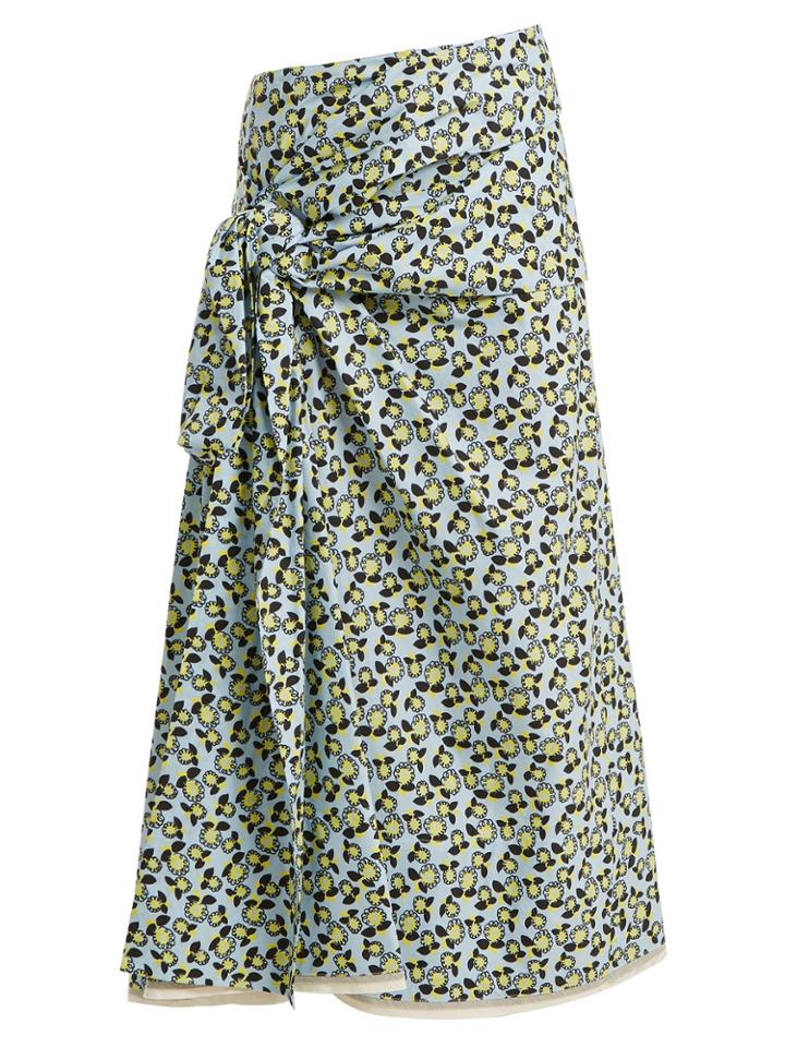Marni Plumeria-print Cotton-poplin Skirt