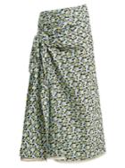 Marni Plumeria-print Cotton-poplin Skirt