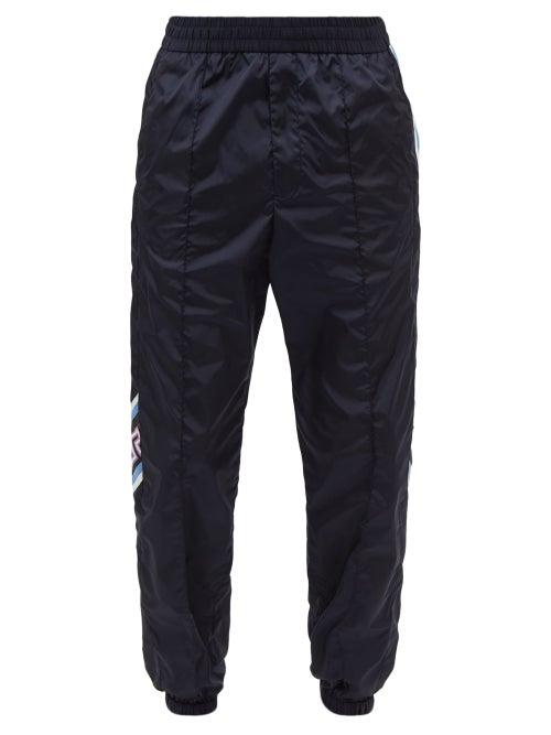 Versace - Greco-meander And Striped Shell Track Pants - Mens - Navy