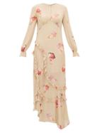Matchesfashion.com Preen Line - Gabriella Floral Print Crepe De Chine Maxi Dress - Womens - Beige Multi