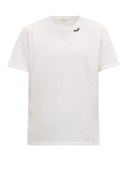 Matchesfashion.com Saint Laurent - Bat Print Cotton T Shirt - Mens - White