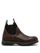 Matchesfashion.com Prada - Brixxen Neoprene Panelled Leather Chelsea Boots - Mens - Brown
