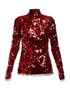 Matchesfashion.com Dolce & Gabbana - Sequined High Neck Top - Womens - Red