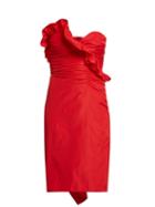 Matchesfashion.com Alexachung - Ruffled Taffeta Dress - Womens - Red