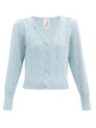 Matchesfashion.com Joostricot - Bead-embellished Cotton-blend Cardigan - Womens - Light Blue