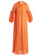Love Binetti Jacquard-striped Stand-collar Cotton Dress