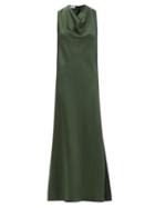 Matchesfashion.com Marina Moscone - Cowl-neck Satin Dress - Womens - Green
