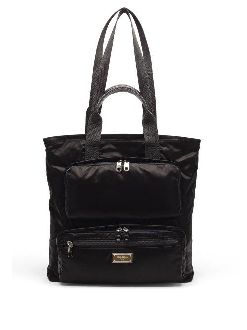 Matchesfashion.com Dolce & Gabbana - Logo-plaque Garment-dyed Shell Tote Bag - Mens - Black