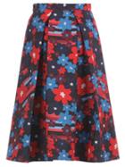 Matchesfashion.com Marni - Pleated Floral-print Poplin Skirt - Womens - Red Print
