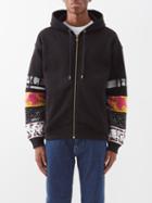 Versace - Logo-print Sleeve Cotton-jersey Hooded Sweatshirt - Mens - Black Multi