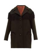Matchesfashion.com Blaz Milano - Hunny Single Breasted Fringed Wool Jacket - Womens - Dark Green