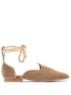 Matchesfashion.com Le Monde Beryl - Wraparound Velvet D'orsay Slipper Shoes - Womens - Cream