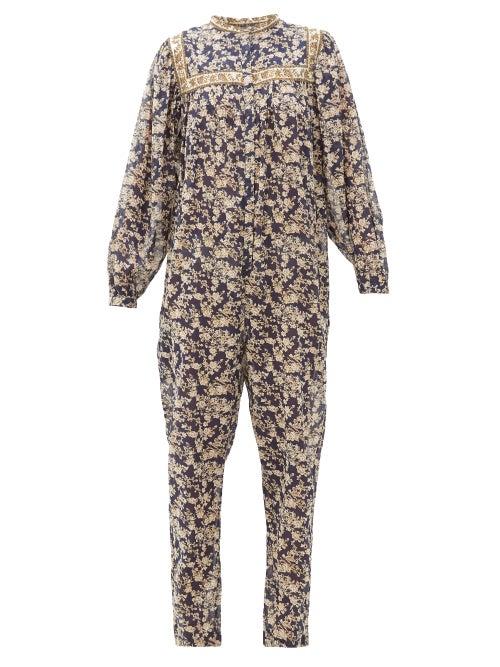 Matchesfashion.com Isabel Marant Toile - Vasco Floral-print Cotton Jumpsuit - Womens - Navy Multi