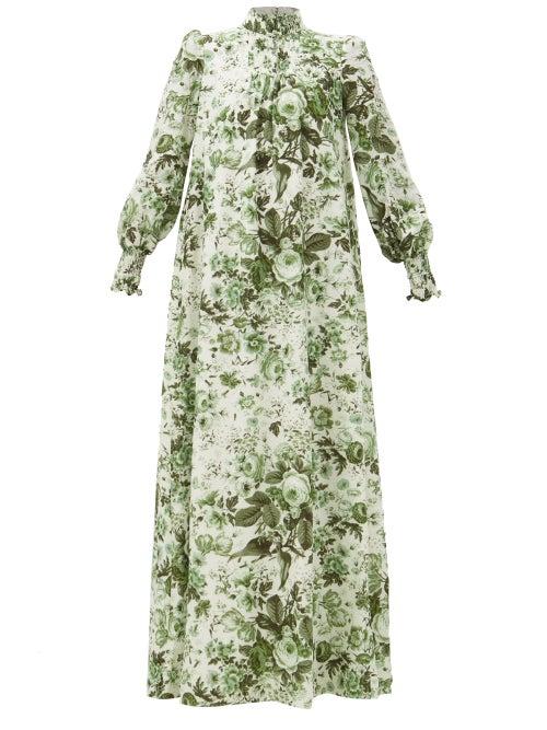 Erdem - Rosalind Floral-print Voile Gown - Womens - Green Multi