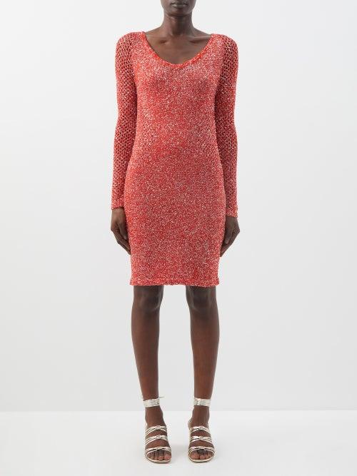 Missoni - Scoop-neck Sequinned Mini Dress - Womens - Red Silver