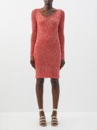 Missoni - Scoop-neck Sequinned Mini Dress - Womens - Red Silver