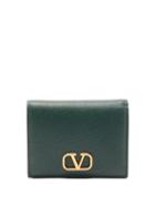 Matchesfashion.com Valentino Garavani - V-logo Grained-leather Wallet - Womens - Green