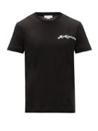 Matchesfashion.com Alexander Mcqueen - Logo-embroidered Cotton-jersey T-shirt - Mens - Black