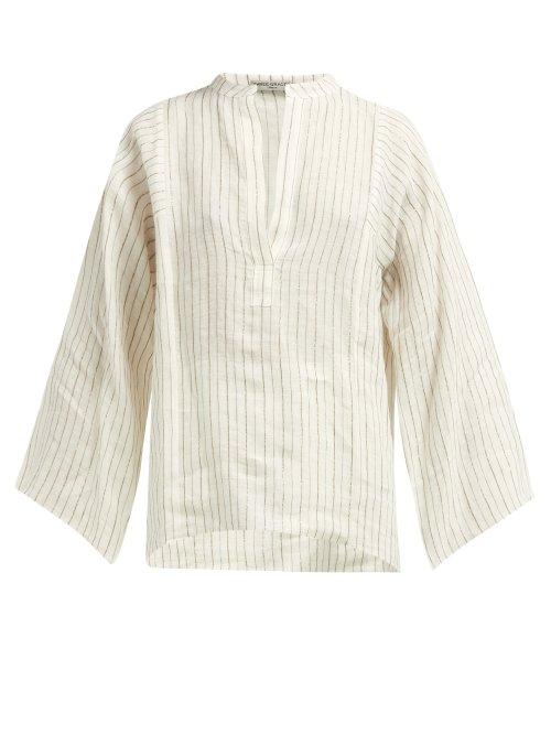 Matchesfashion.com Three Graces London - Angelique Striped Slubbed Top - Womens - Cream Multi