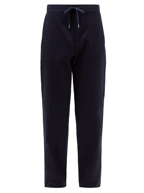 A.p.c. - Etienne Drawstring-waist Wool-blend Twill Trousers - Mens - Dark Navy