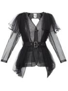 Matchesfashion.com Noir Kei Ninomiya - Belted Sheer Tulle Jacket - Womens - Black