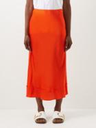Lee Mathews - Stella Silk-satin Midi Skirt - Womens - Orange