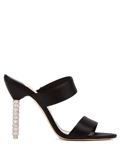Matchesfashion.com Sophia Webster - Rosalind Crystal Embellished Satin Mules - Womens - Black