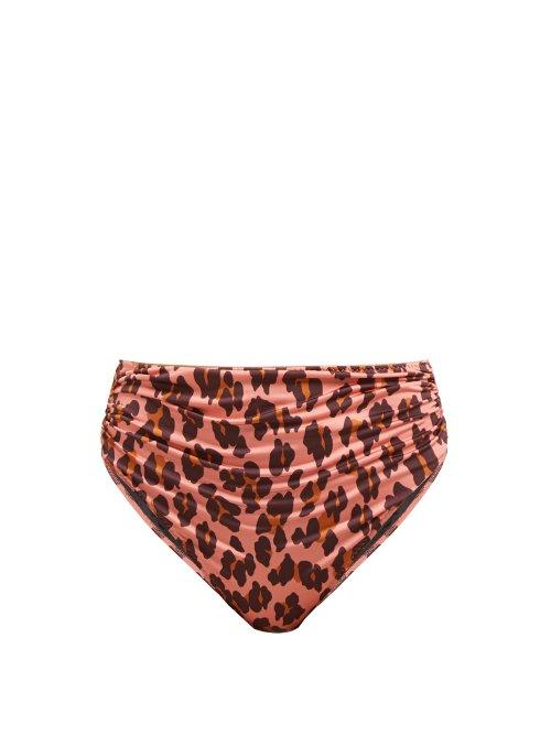 Matchesfashion.com Stella Mccartney - Ballet Leopard Ruched Bikini Briefs - Womens - Pink Multi