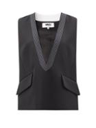 Ladies Rtw Mm6 Maison Margiela - Quilted Plunge-neck Gabardine Sleeveless Top - Womens - Black