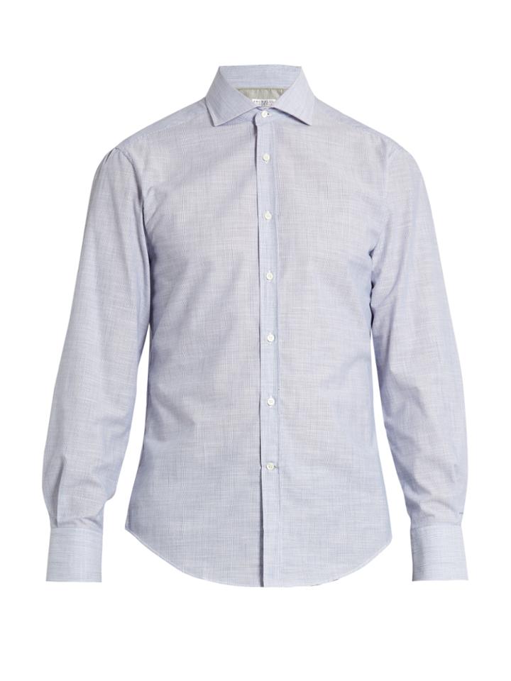 Brunello Cucinelli French-collar Micro Striped-cotton Shirt